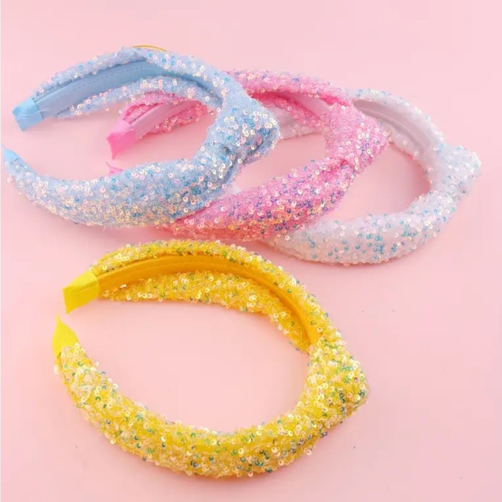 Blue Sequin Knotted Headband - Picture 4 of 5